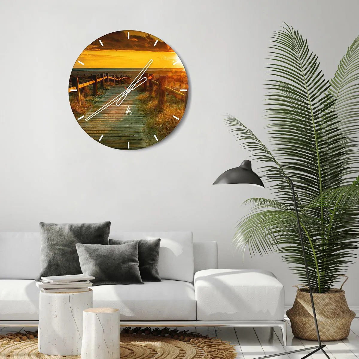 Väggklocka - Klocka på glas - Doppade i gammalt guld - 40x40 cm