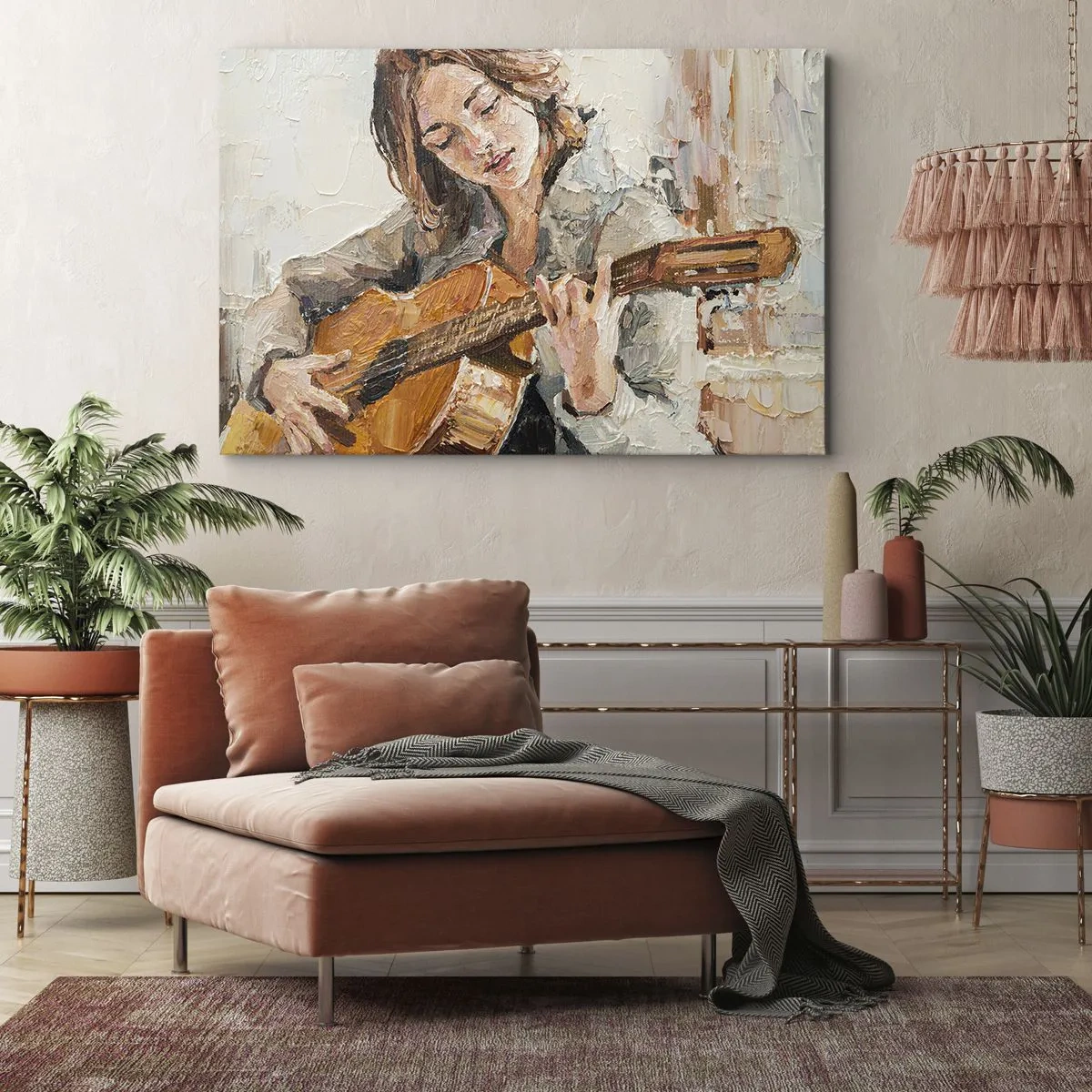Canvastavla - Bild på duk - Konsert för gitarr och en flickas hjärta - 120x80 cm
