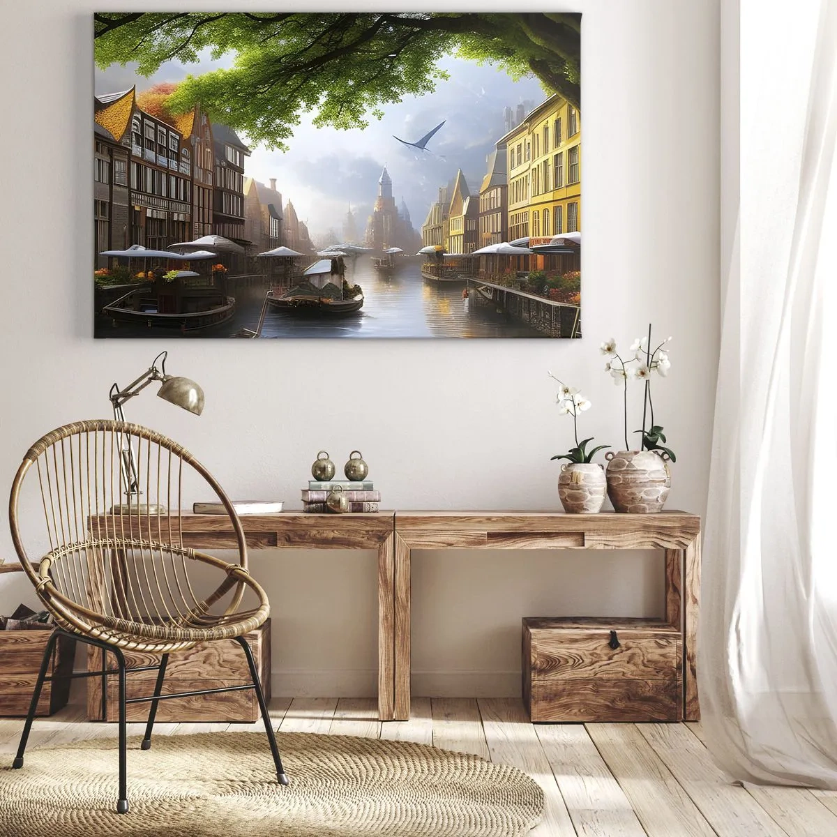 Canvastavla - Bild på duk - Holländsk stadsbild - 120x80 cm