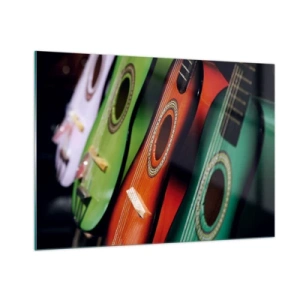 Glastavla - Bild på glas - Gitarren har flera färger - 100x70 cm