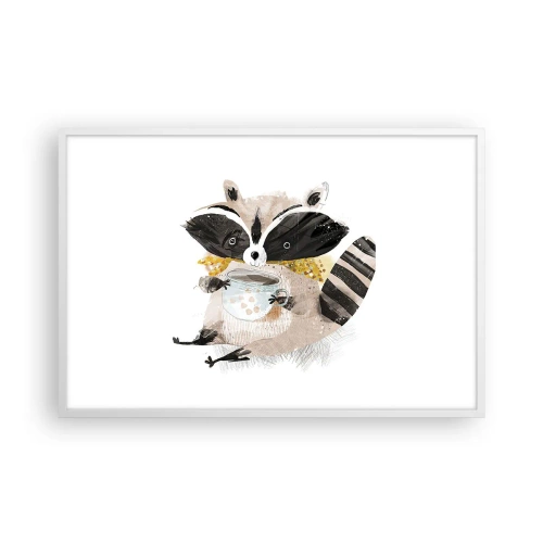 Affisch i vit ram - Min vän tvättbjörn - 91x61 cm