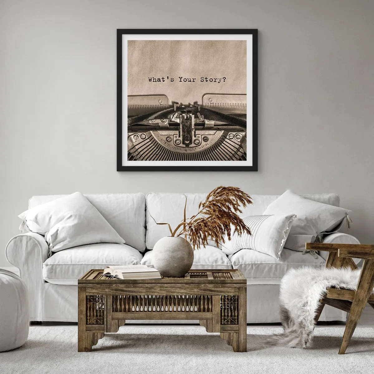 Affisch i svart ram - Svara mig - 60x60 cm