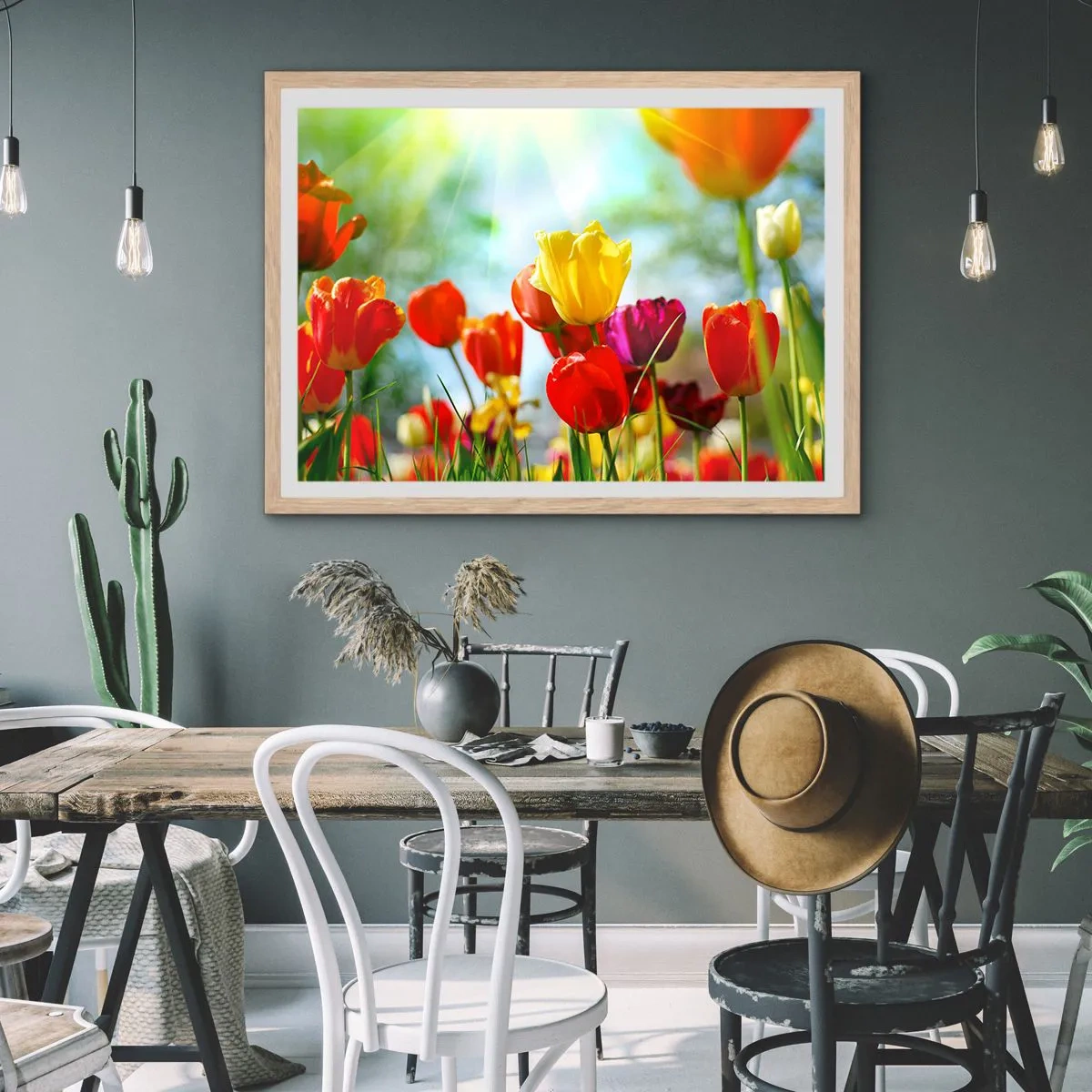 Affisch i ram av ljusek - Solens alla färger - 100x70 cm