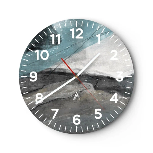 Väggklocka - Klocka på glas - Abstraktion: stenar och is - 40x40 cm