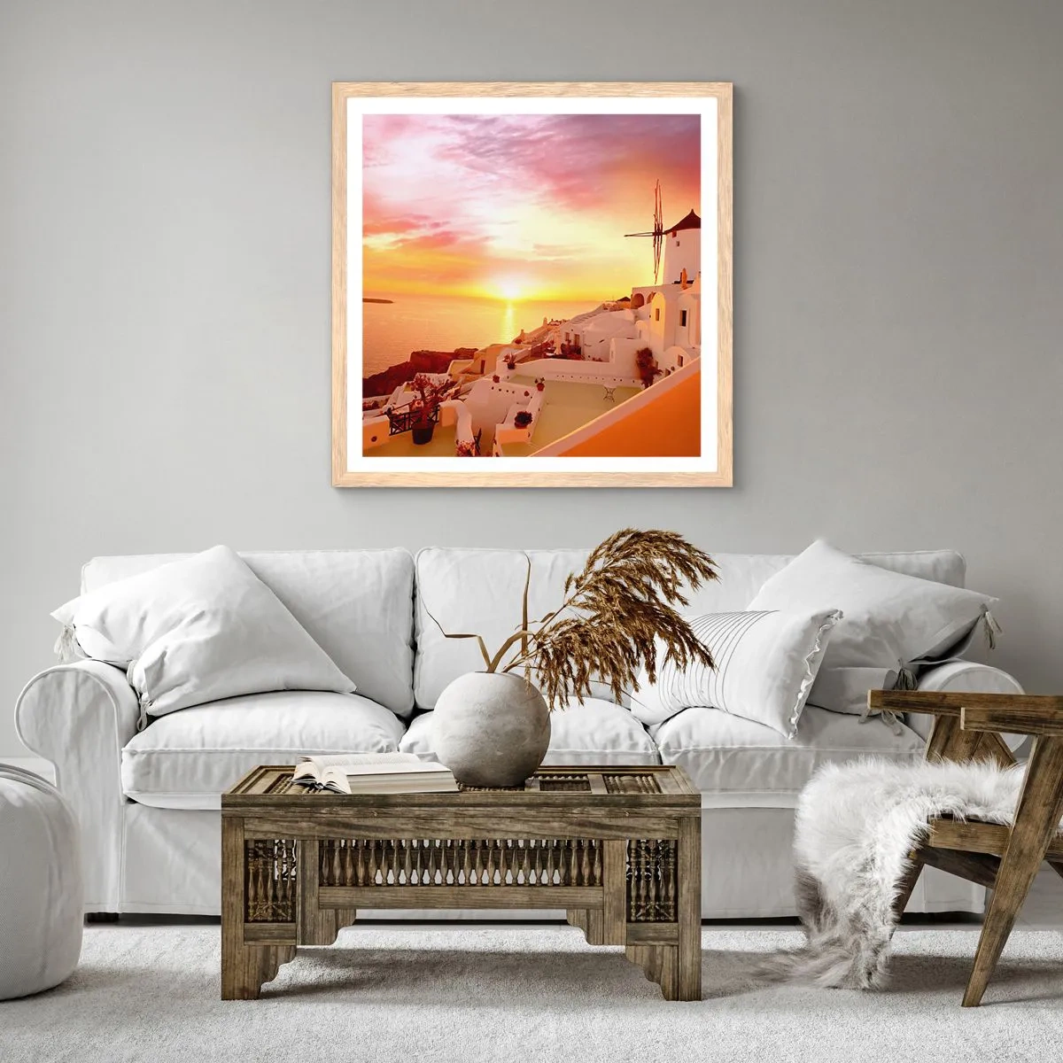 Affisch i ram av ljusek - Smälta sig in i vitt och guld - 30x30 cm