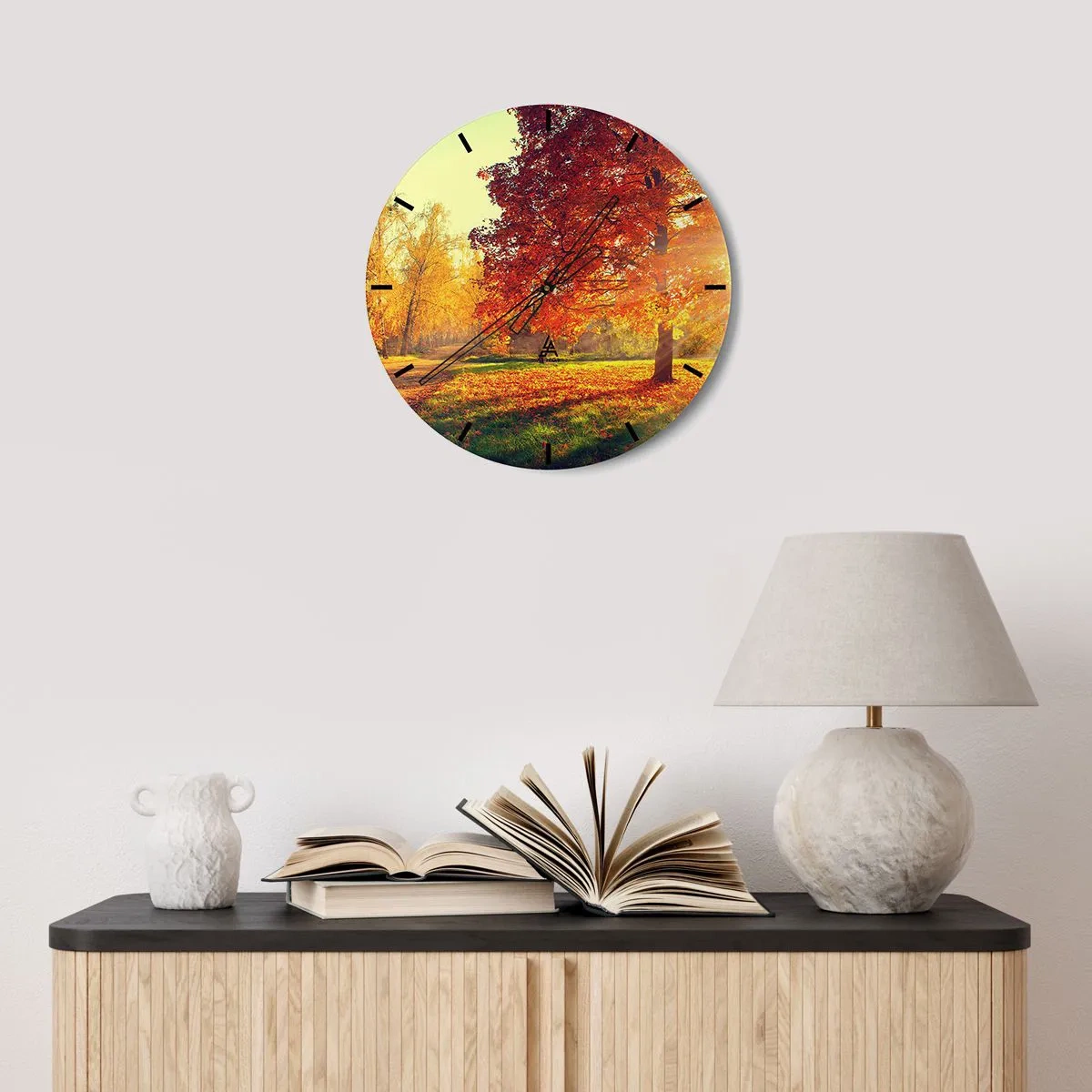 Väggklocka - Klocka på glas - Rött är vackert - 40x40 cm