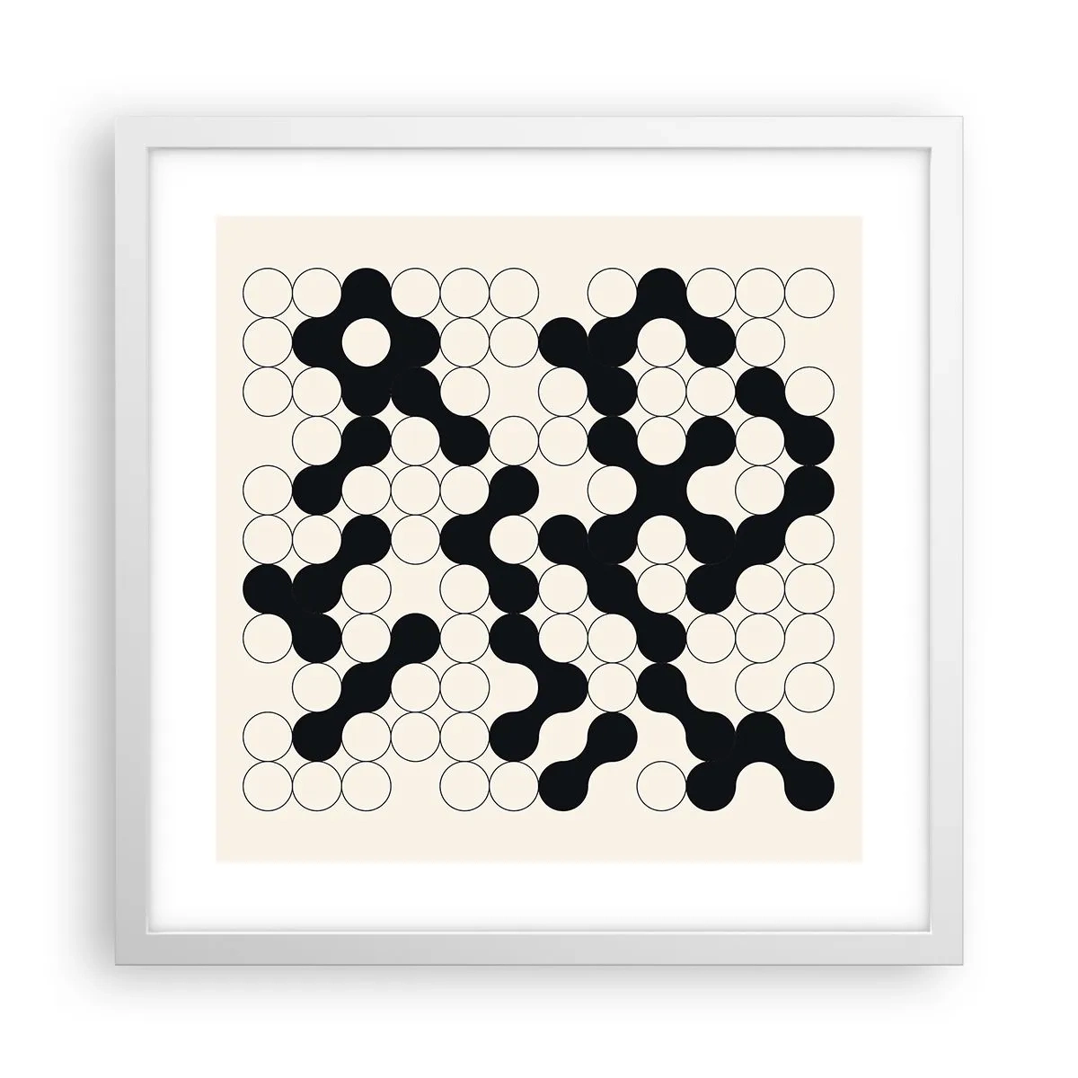 Affisch i vit ram - Kinesiskt spel - variation - 40x40 cm