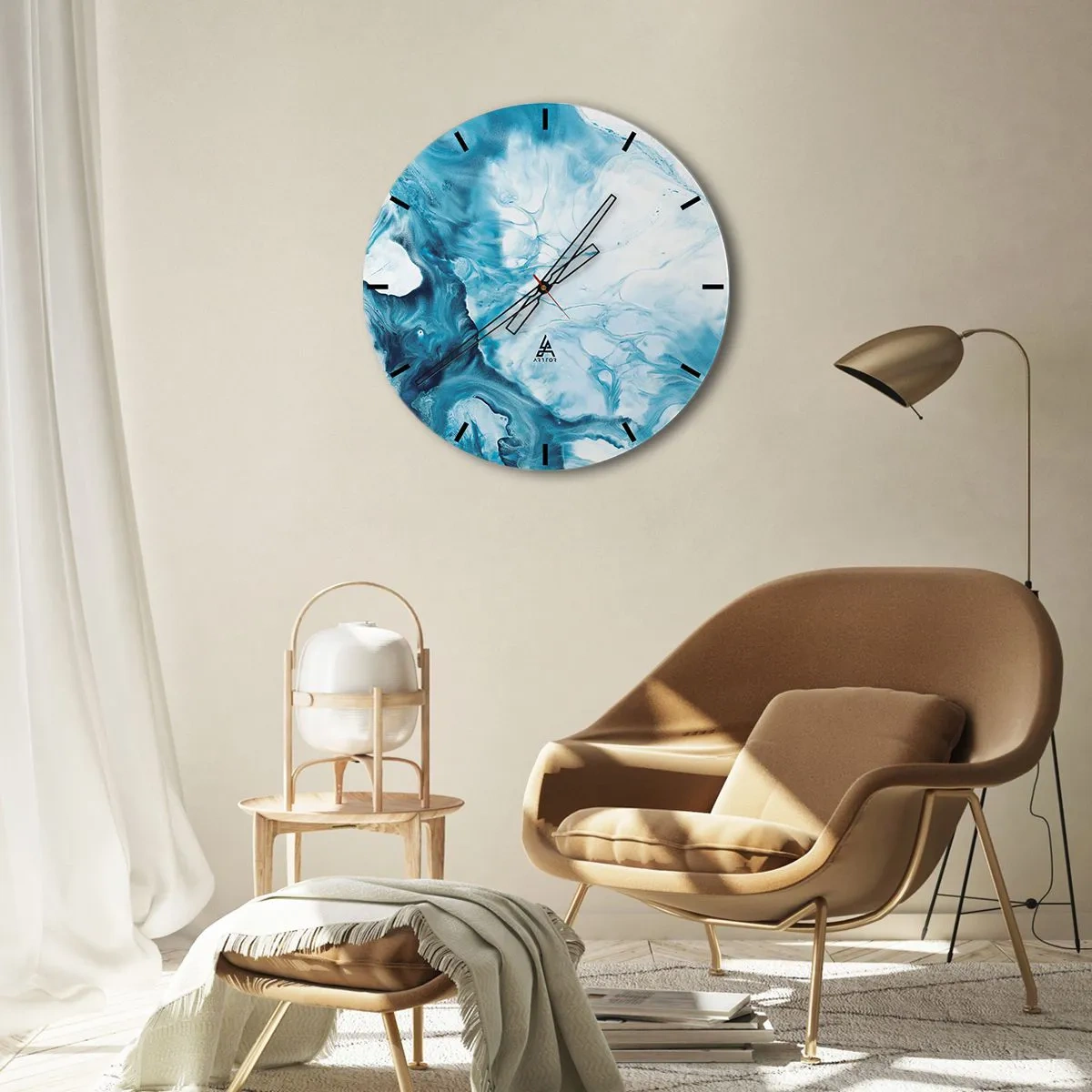 Väggklocka - Klocka på glas - Blåhetens konsert - 40x40 cm