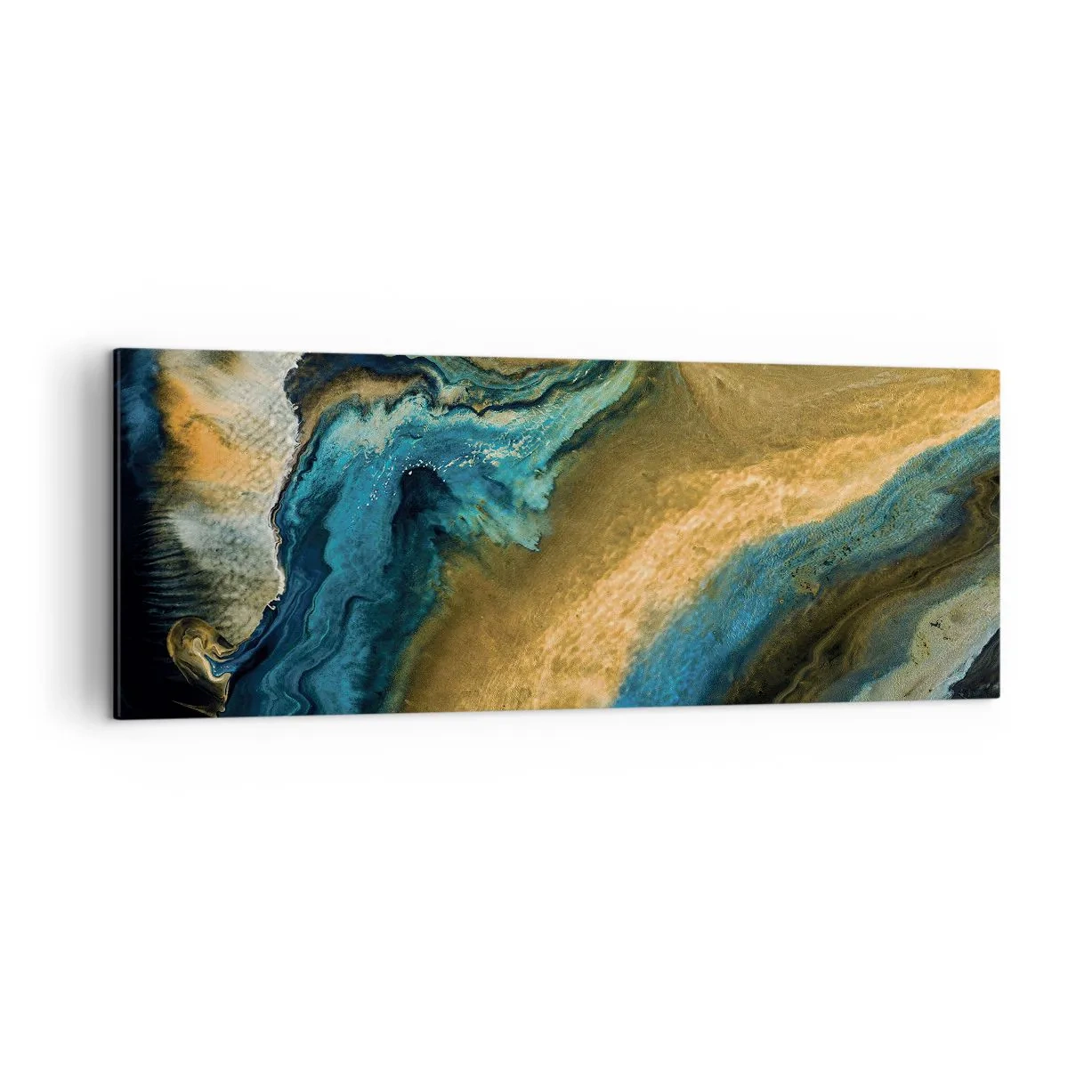 Canvastavla - Bild på duk - Blå – gul – ömsesidiga influenser - 140x50 cm