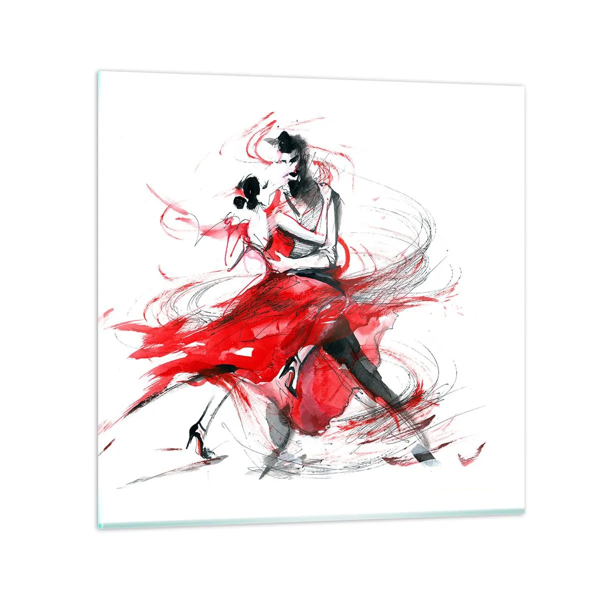 Glastavla - Bild på glas - Tango - passionens rytm - 40x40 cm