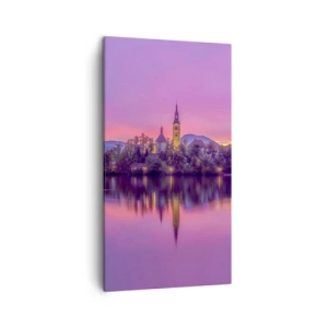 Canvastavla - Bild på duk - Sagoön i solnedgången  - 45x80 cm