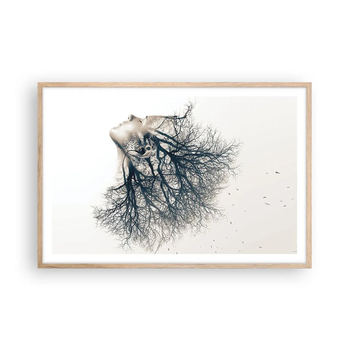 Affisch i ram av ljusek - Lyssnar på trädens viskningar - 91x61 cm