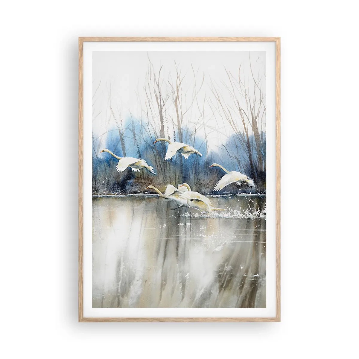 Affisch i ram av ljusek - Som i en saga om vilda svanar - 70x100 cm