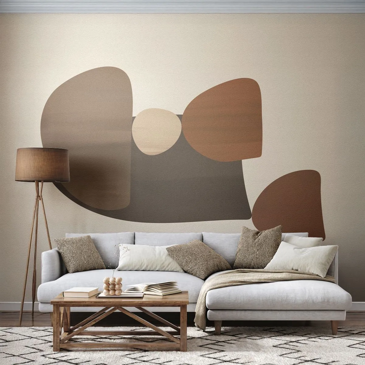 Fototapet Standard Eco - Komposition i brun - Abstraktion, Bit, Modern konst - 450x315 cm