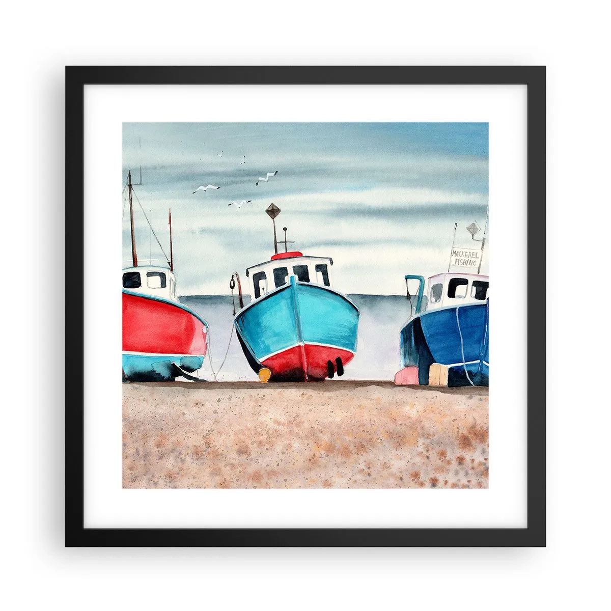 Affisch i svart ram - Redo för fångst - 40x40 cm