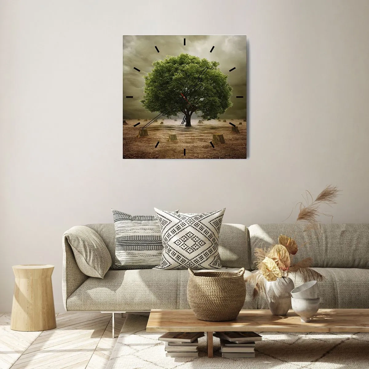 Väggklocka - Klocka på glas - Hela hoppet - 40x40 cm