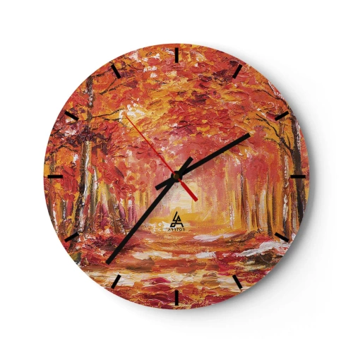 Väggklocka - Klocka på glas - Kopparskog - 40x40 cm