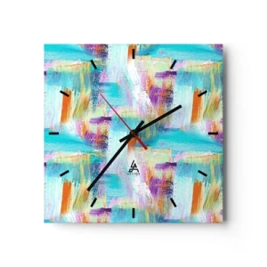 Väggklocka - Klocka på glas - Glatt klotter - 30x30 cm
