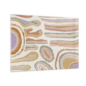 Glastavla - Bild på glas - Färgglada abstrakta former som liknar mineraltvärsnitt - 70x50cm - Färgglada tvärsnitt - Modern väggdekoration för vardagsrum och sovrum ARTTOR