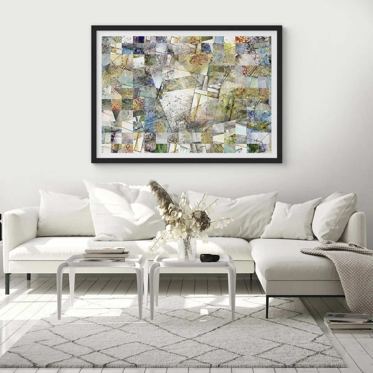 Affisch i svart ram - Geometrisk omblandning - 40x30 cm