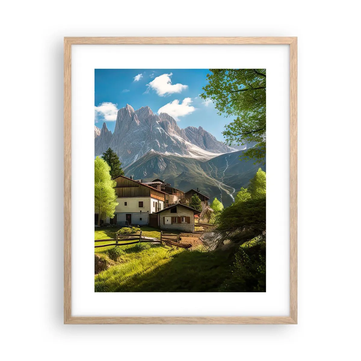 Affisch i ram av ljusek - Alpin idyll - 40x50 cm