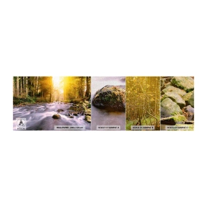 Provbit av fototapet Premium Canvas - Malakit i silver-guld infattning - Landskap, Bergström, Skog - 100x30 cm