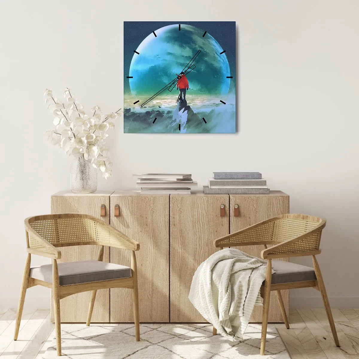 Väggklocka - Klocka på glas - Upptäckare av en ny jord - 40x40 cm