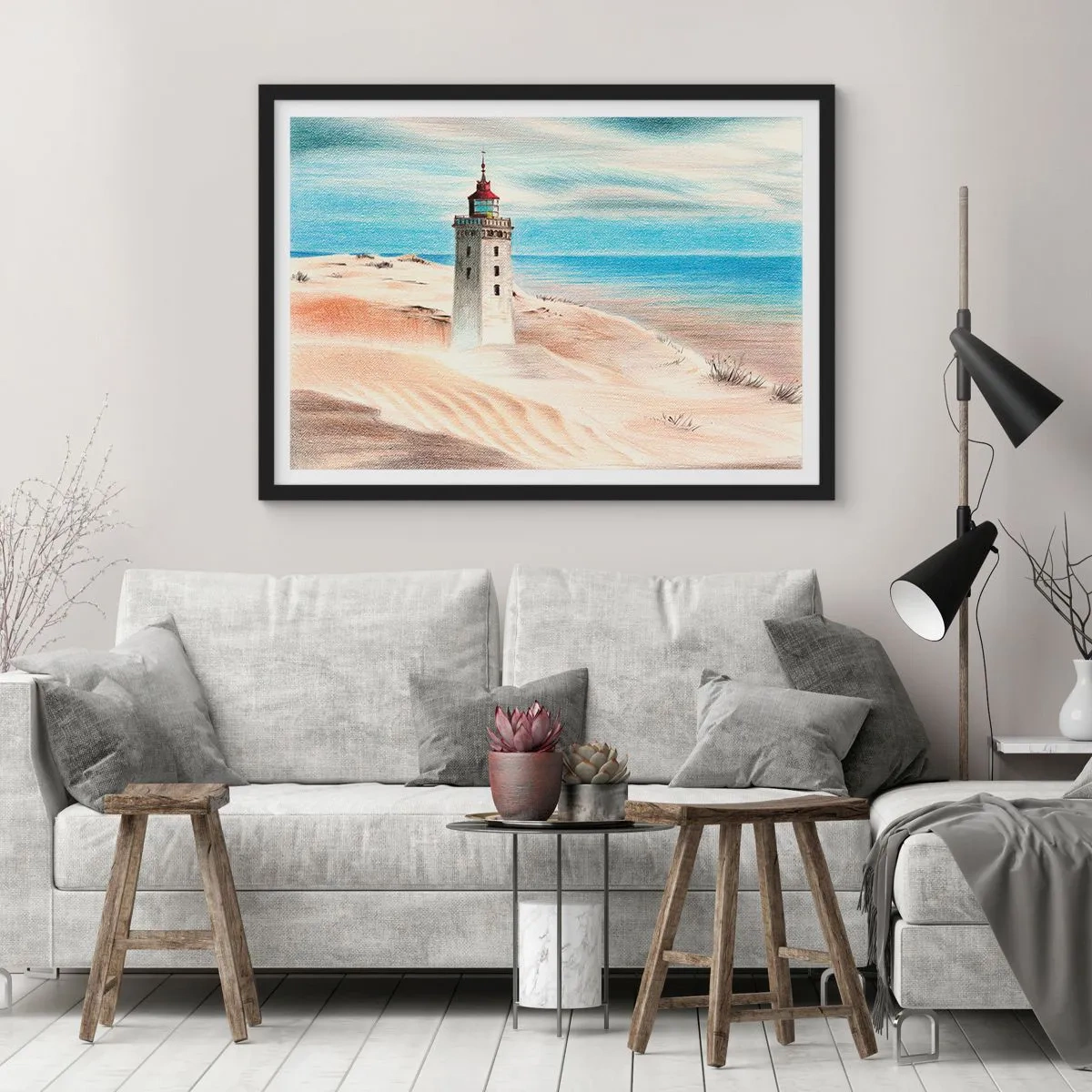 Affisch i svart ram - Tittar alltid i havet - 100x70 cm