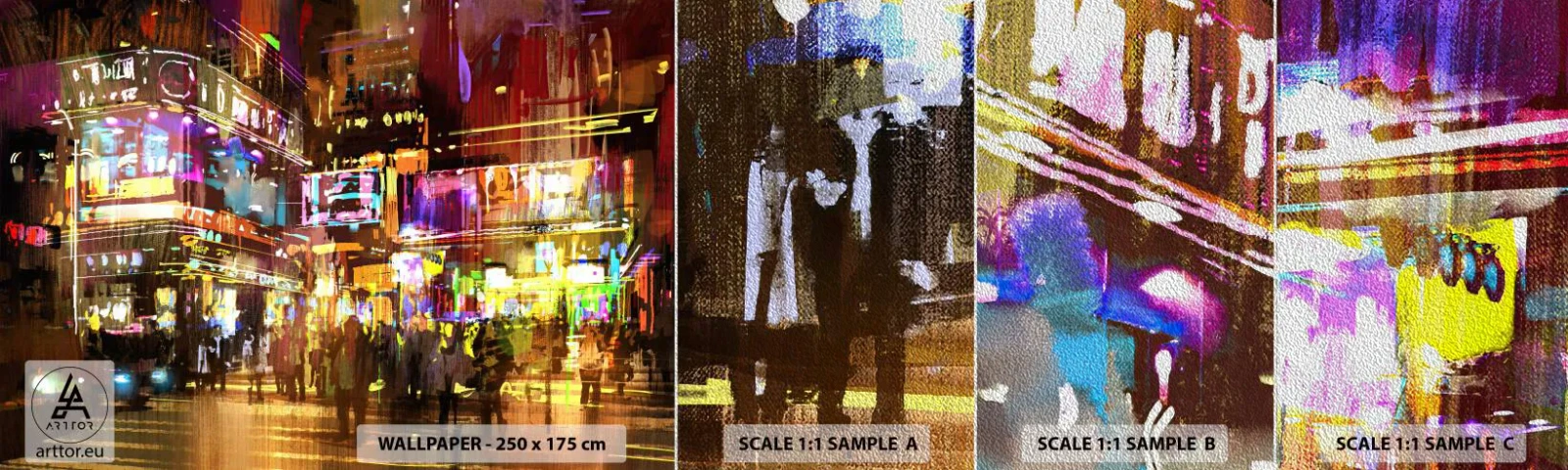 Provbit av fototapet Premium Sand - I ljushavet - Stad, Arkitektur, Nattliv - 100x30 cm