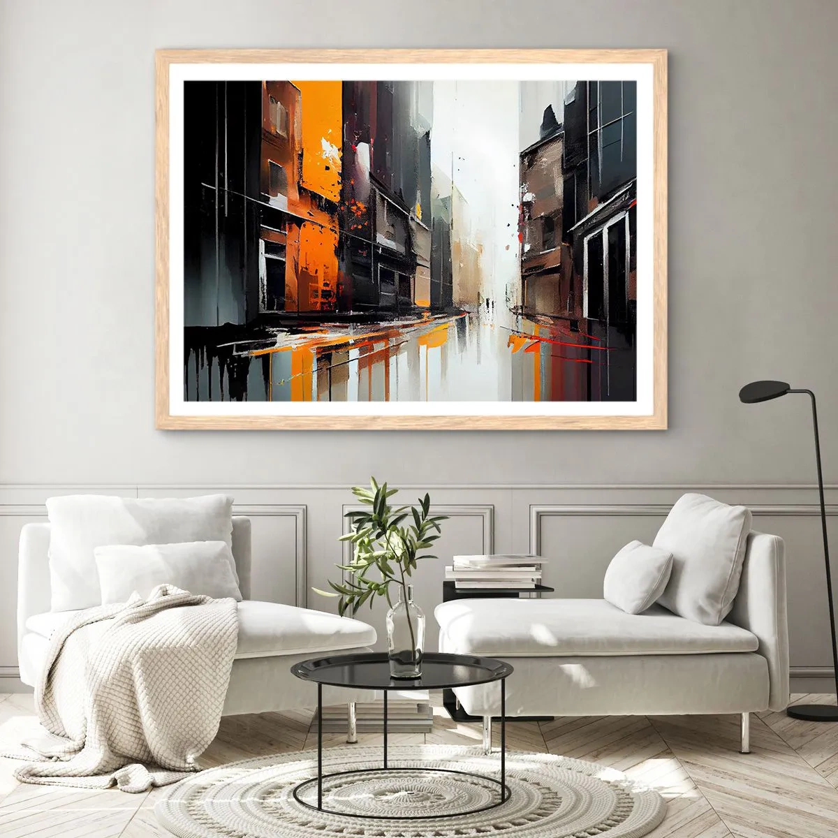 Affisch i ram av ljusek - Regnig dag - 100x70 cm