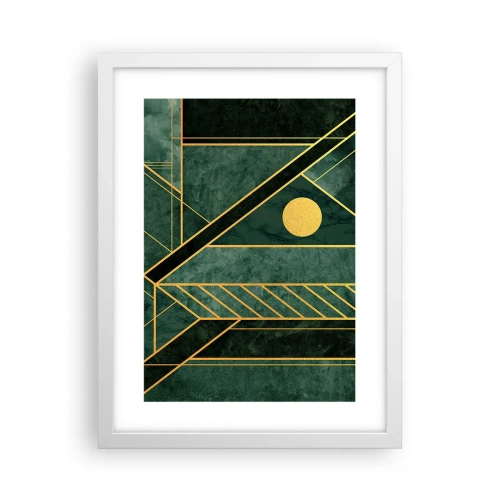 Affisch i vit ram - Dynamik av guld och azurblå - 30x40 cm