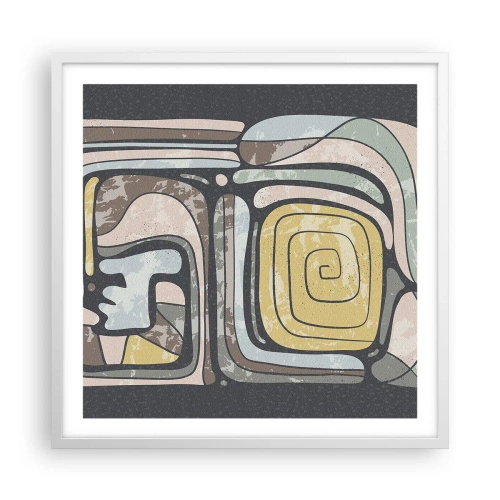 Affisch i vit ram - Abstraktion i en förcolumbiansk anda - 60x60 cm