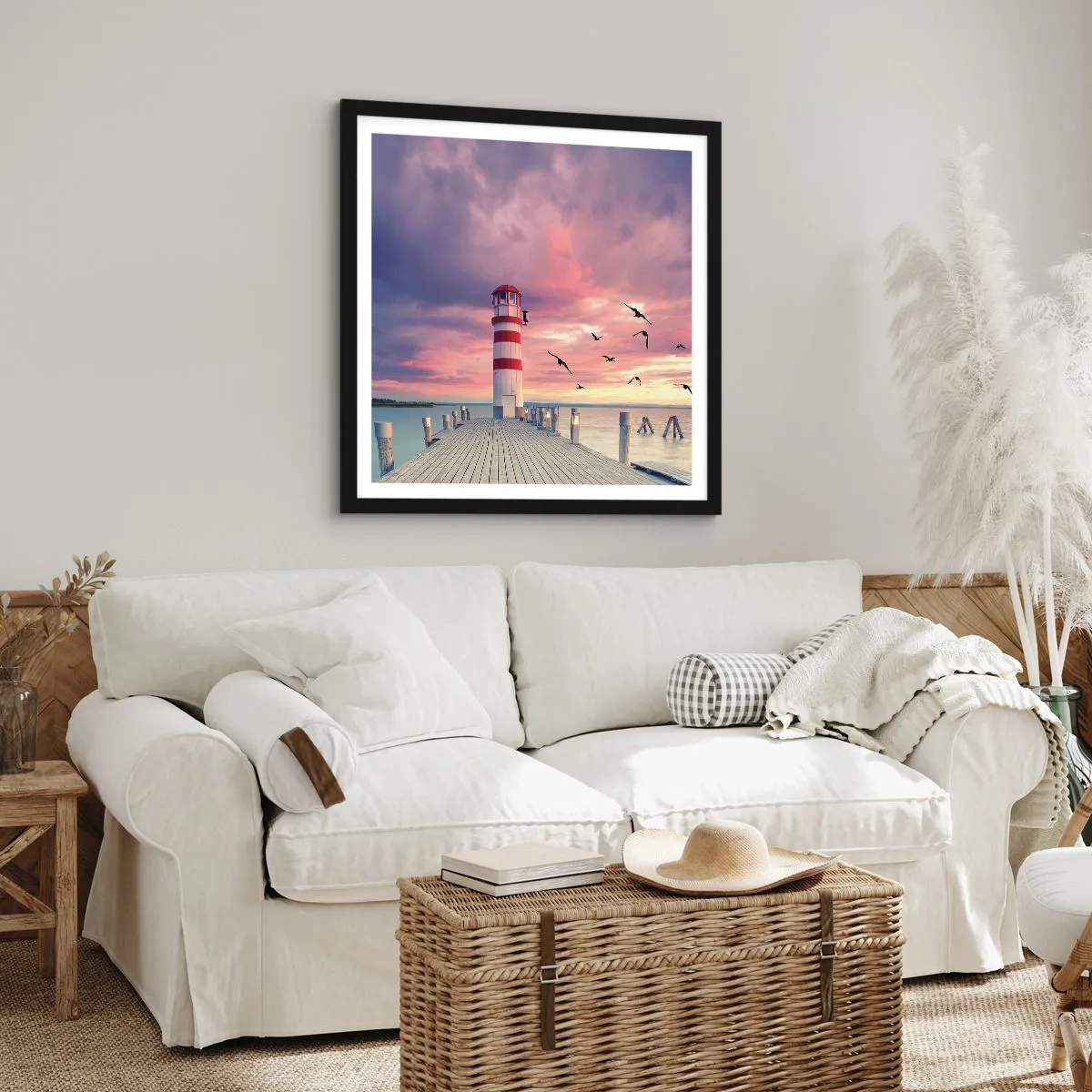 Affisch i svart ram - Dags att bege sig till hamnen - 50x50 cm