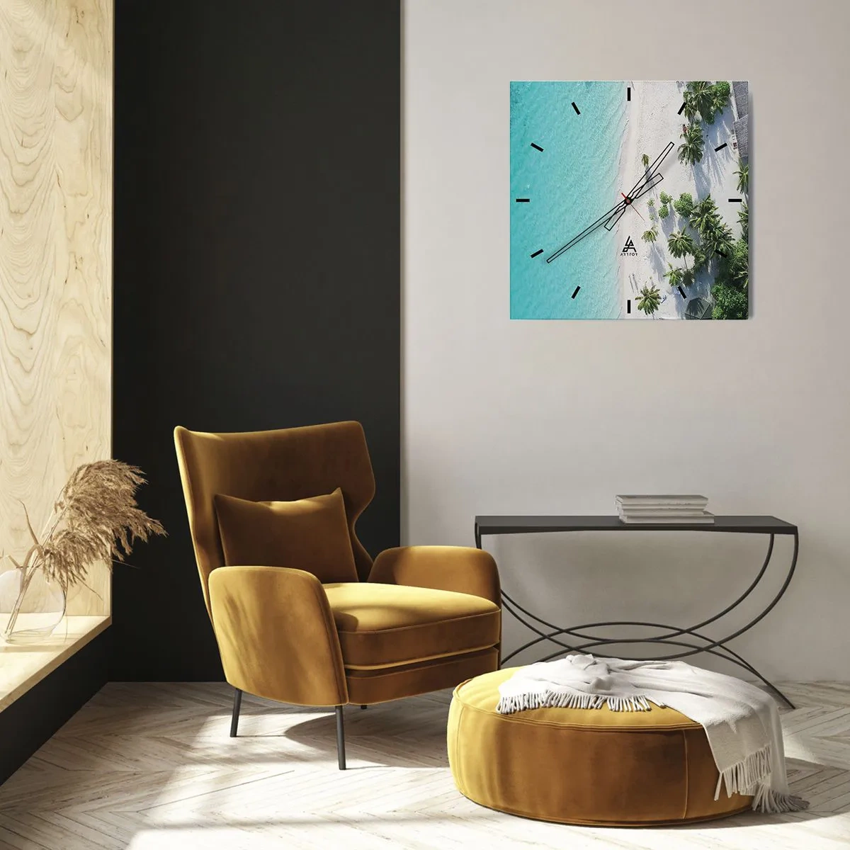 Väggklocka - Klocka på glas - Semester i paradiset - 40x40 cm