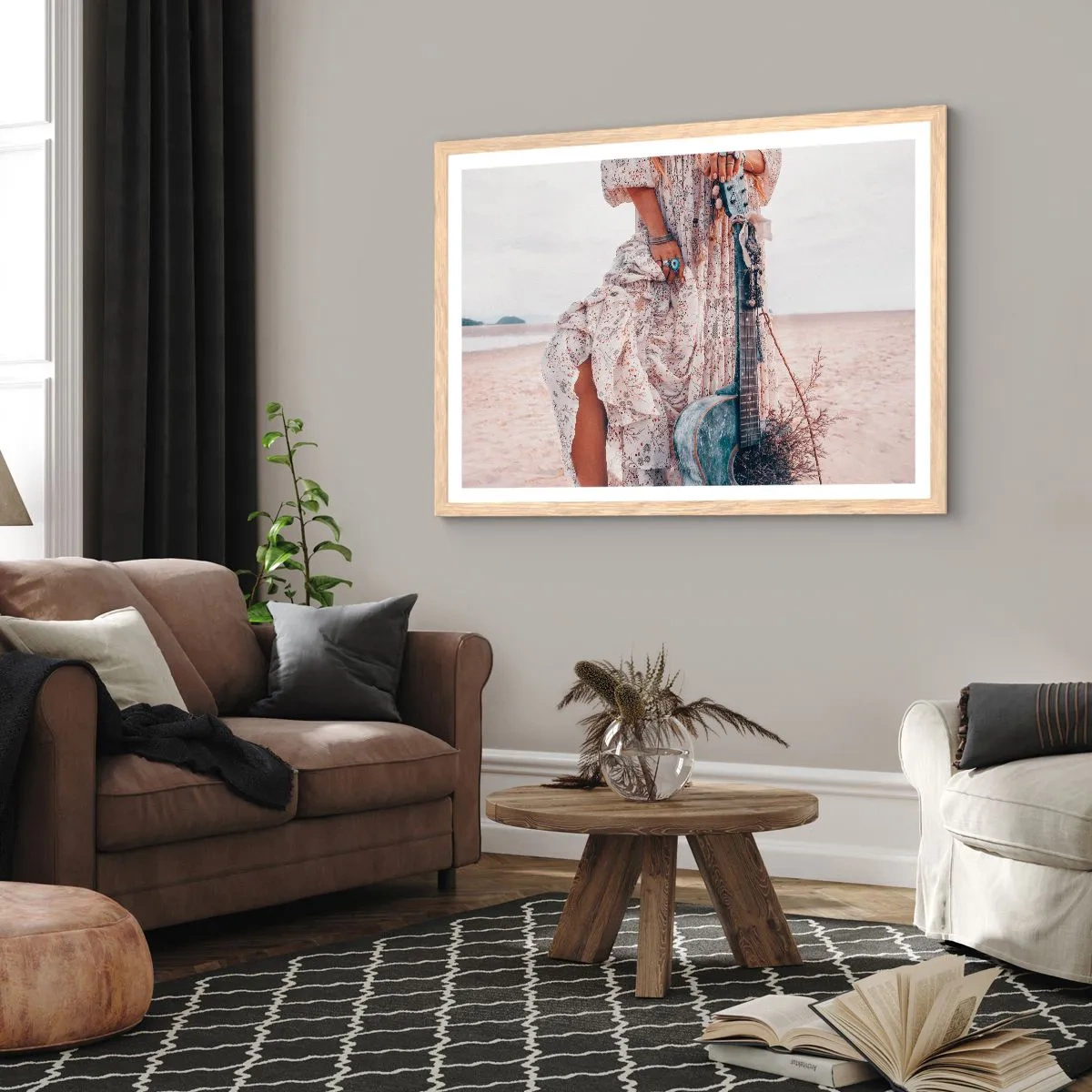 Affisch i ram av ljusek - Flower power på väg - 100x70 cm