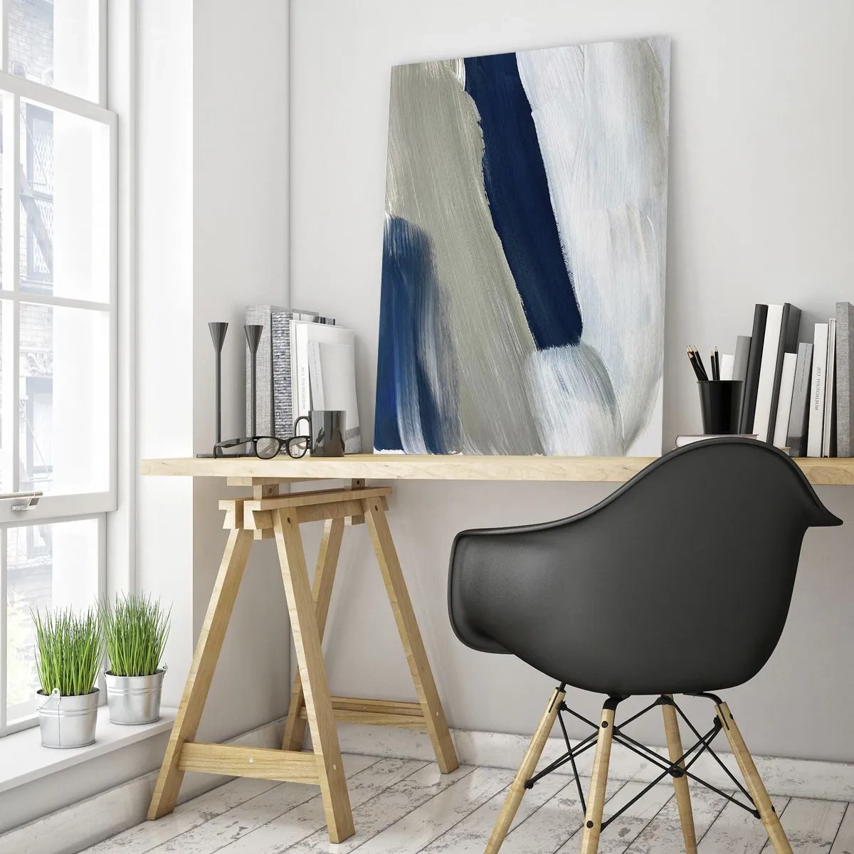 Glastavla - Bild på glas - Möte med vitt - 50x70 cm