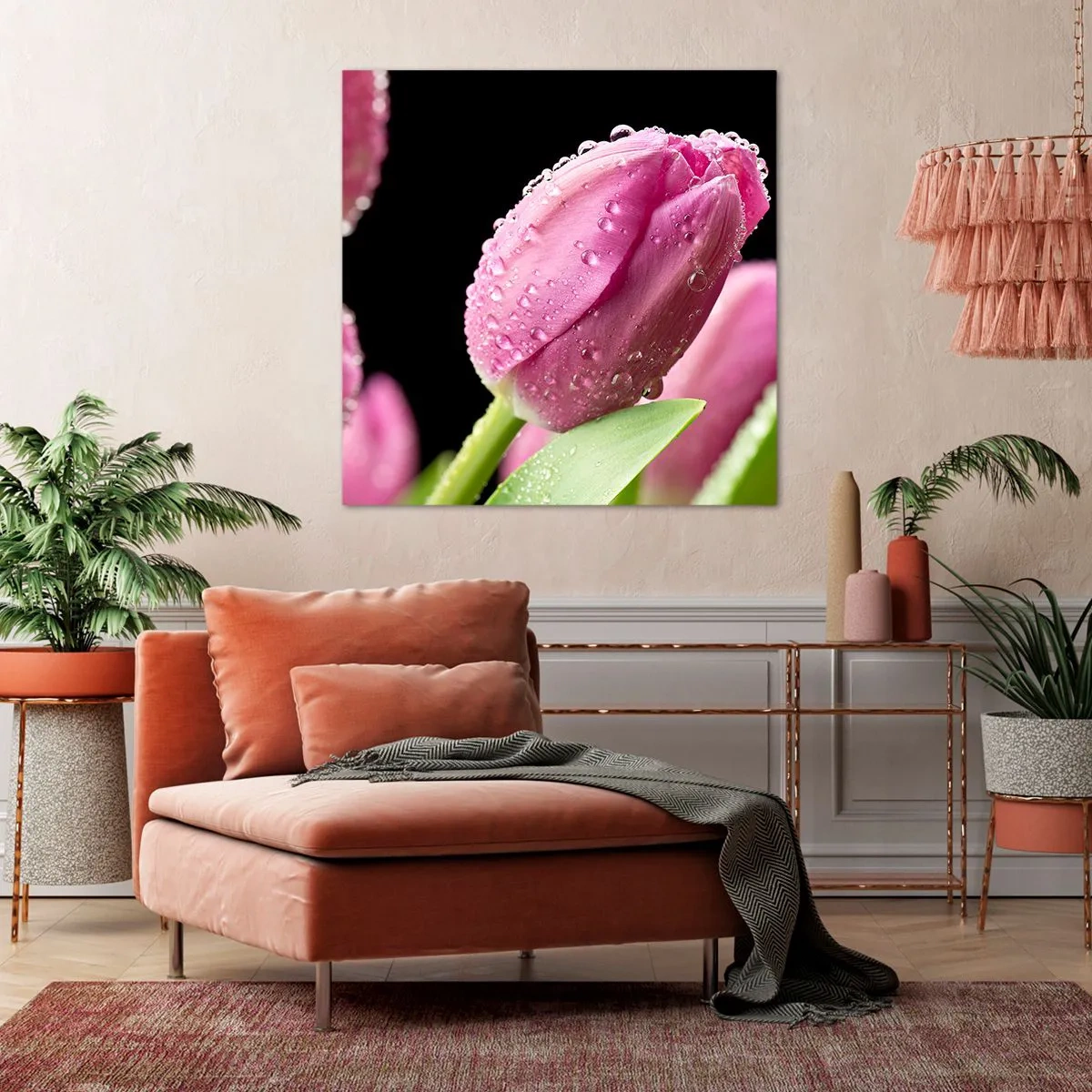 Canvastavla - Bild på duk - Lila sömn i daggen - 40x40 cm