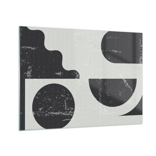 Glastavla - Bild på glas - Abstrakta geometriska bilder med skrubbsår - 70x50cm - Komposition ovanför och under - Modern väggdekoration för vardagsrum och sovrum ARTTOR
