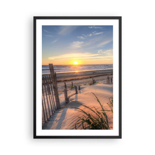 Affisch i svart ram - Stranden upplyst av den nedgående solen - 50x70cm - Vindens sken och skugga - Modern väggdekoration för vardagsrum och sovrum ARTTOR