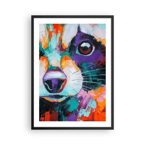 Affisch i svart ram - Färgglatt abstrakt porträtt av ett djur med ett uttrycksfullt öga - 50x70cm - Enbart goda emotioner - Modern väggdekoration för vardagsrum och sovrum ARTTOR