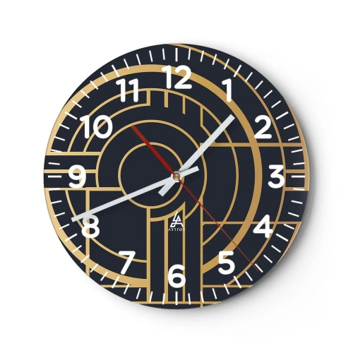 Väggklocka - Klocka på glas - Sakernas gång - 40x40 cm