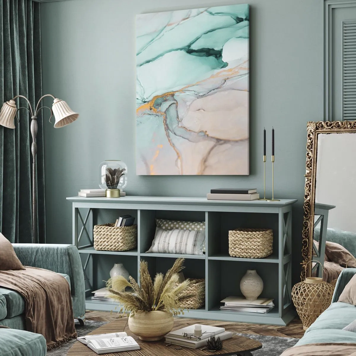 Canvastavla - Bild på duk - Formernas och färgernas dans - 80x120 cm