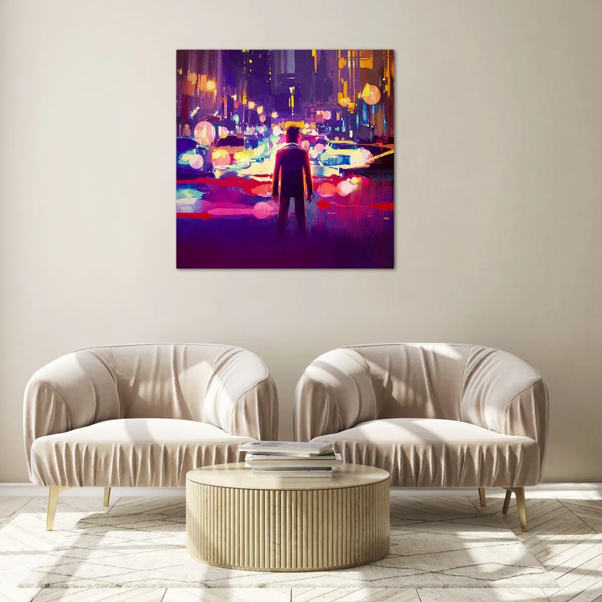 Glastavla - Bild på glas - Doppad i ljuset - 60x60 cm