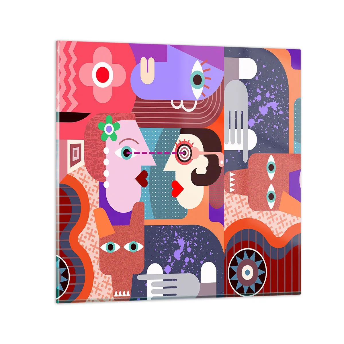 Glastavla - Bild på glas - Öga mot öga - 70x70 cm