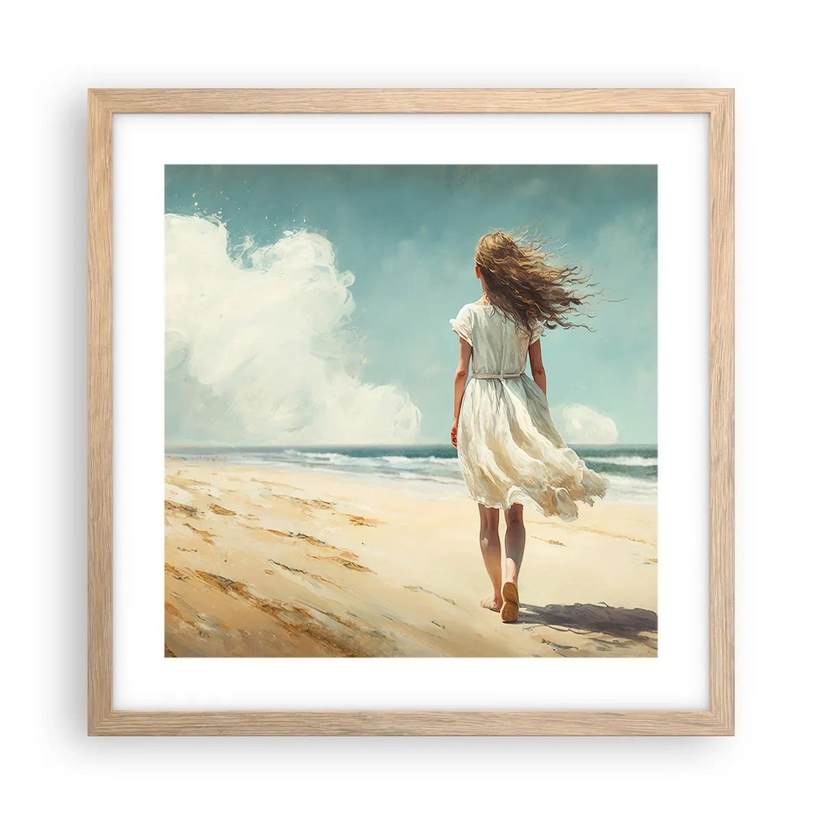 Affisch i ram av ljusek - Att möta solen och vinden - 40x40 cm