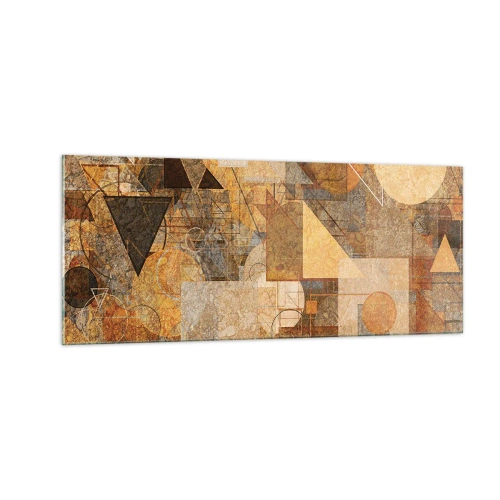 Glastavla - Bild på glas - Kubistisk studie i brun - 100x40 cm