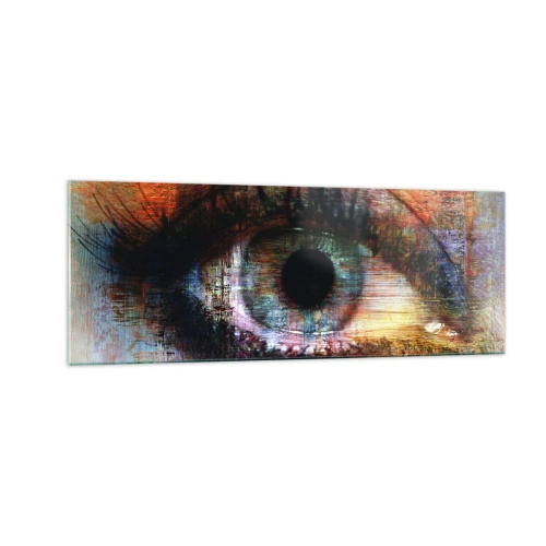 Glastavla - Bild på glas - Man kan titta in i själen - 140x50 cm