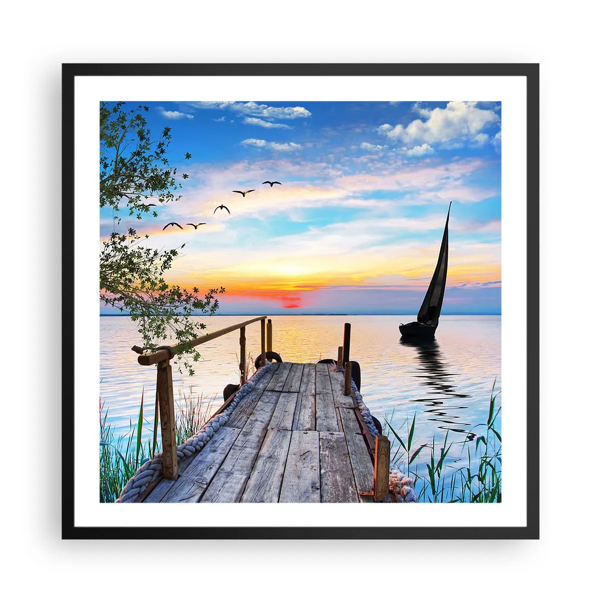 Affisch i svart ram - God kväll - 60x60 cm
