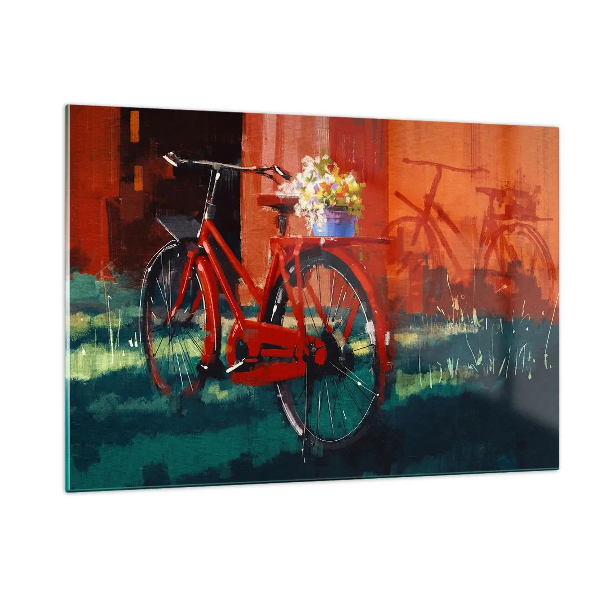 Glastavla - Bild på glas - I want to ride my bicycle - 120x80 cm