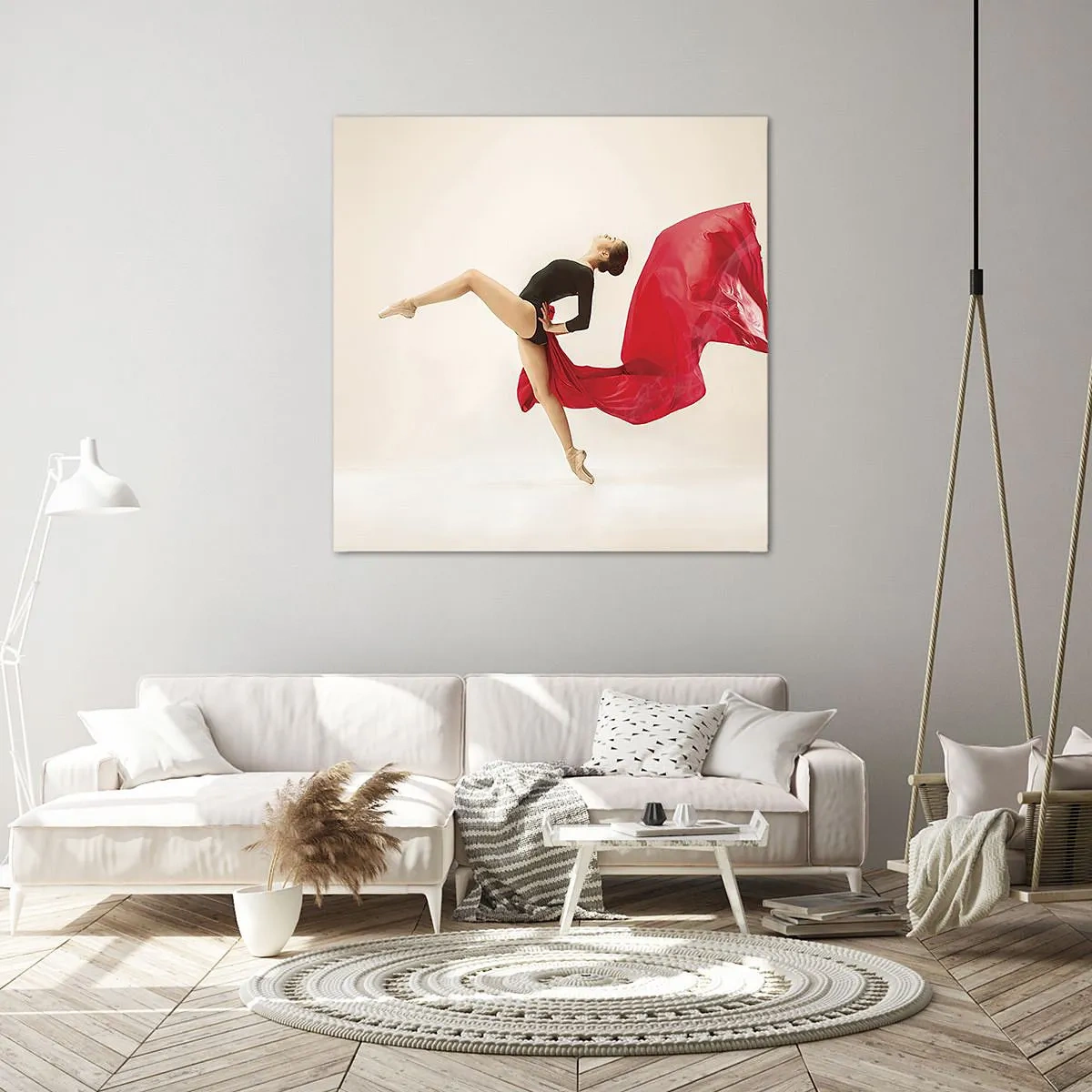 Canvastavla - Bild på duk - Röd och svart - 30x30 cm